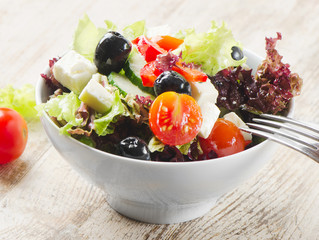 Greek salad with feta and vegetables