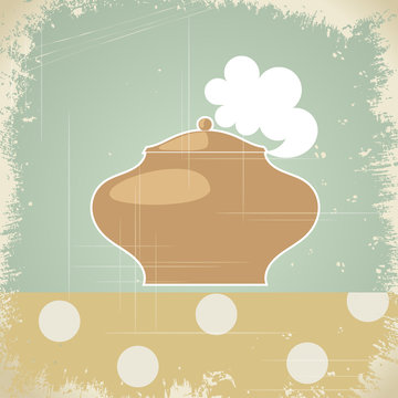 Vintage background with the image of the pot. eps10