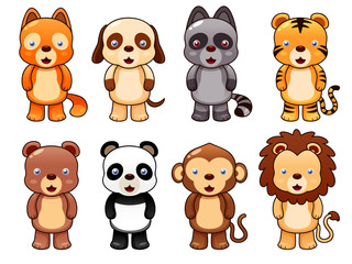 Fototapeta premium illustration of cute animal set vector
