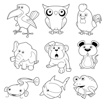 illustration of animals set Vector outline