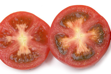 nice fresh sliced tomato with clipping path