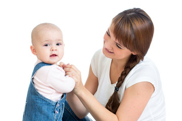 Loving mother playing with her baby