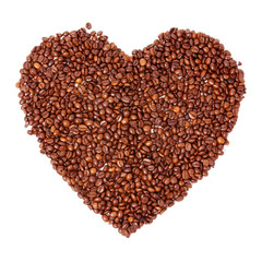 Heart of coffee beans