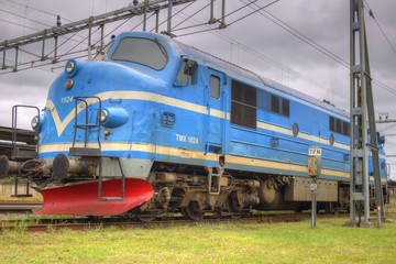 Obraz premium Old blue train in Värnamo (HDR)