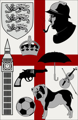 Abstract United Kingdom stereotypes set