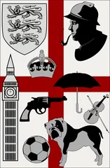 Peel and stick wall murals Doodle Abstract United Kingdom stereotypes set