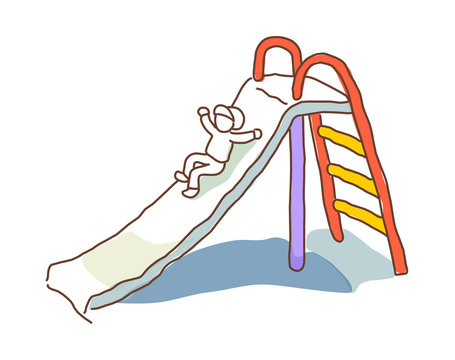 child sliding down colorful playground slide clip art preview