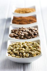 green, roasted, ground and instant coffee