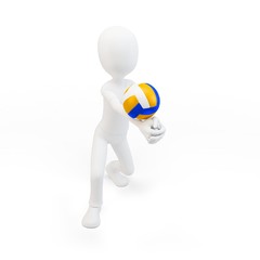 3d man volley player with volleyball