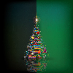 Christmas background with tree and decoration