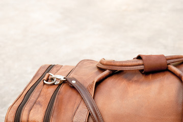 Old leather duffle bag