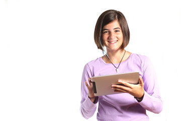 adolescente con tablet