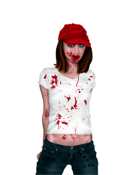 Zombie adolescente sobre fondo blanco