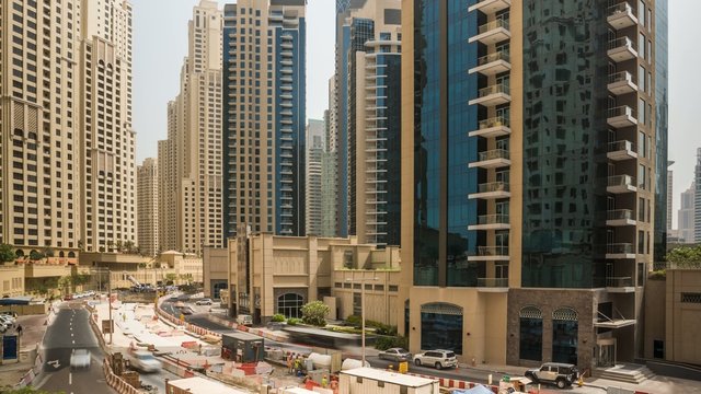 Dubai Traffic with Cobstruction Site