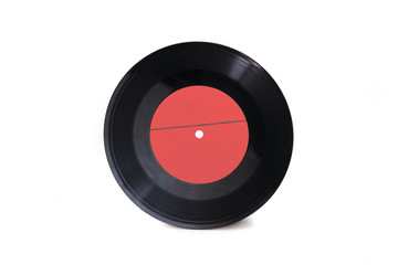 New red empty gramophone vinyl record