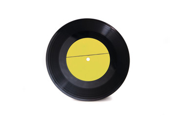 New yellow empty gramophone vinyl record