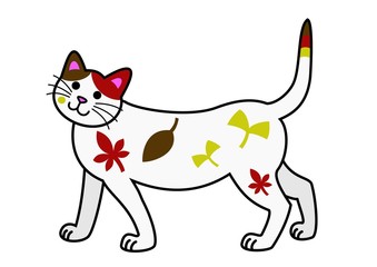 紅葉の模様の猫
