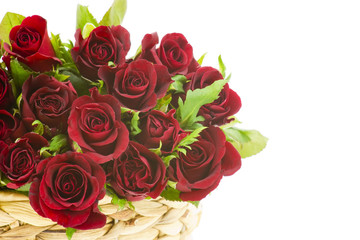 red roses in a basket