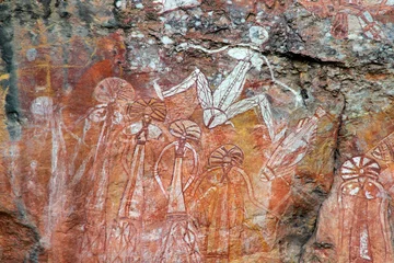 Stof per meter Aboriginal rotskunst in Nourlangie, Australië © EcoView