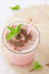 Watermelon cocktail with milk and mint