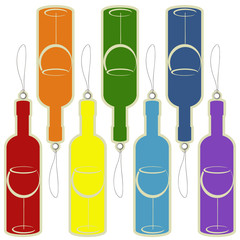 Price tags of bottle and wine glass