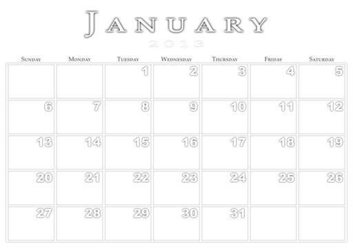 Calendar for 1/2013