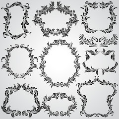 Calligraphic design elements and page decoration vintage frames