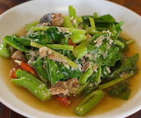 Fried kale vegetable,Thai food