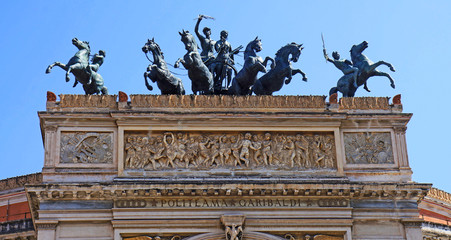 Fototapeta premium Sculptures on the Politeama Theatre of Palermo in Sicily