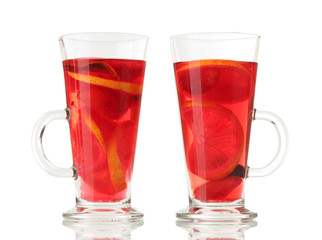 sangria in glasses, isolated on white