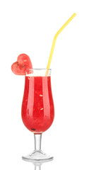 A glass of fresh watermelon juice isolated on white