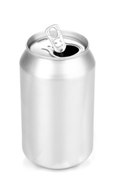 Open Aluminum Can Isolated On White.