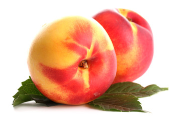 ripe nectarines, isolated on white