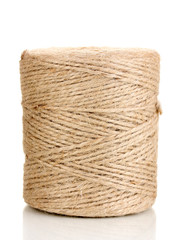 Hank of twine isolated on white.