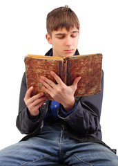 student reading book