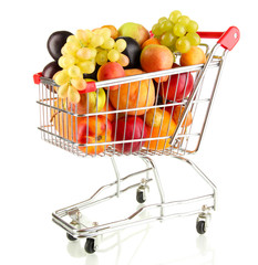 Still life of fruit in the cart isolated on white