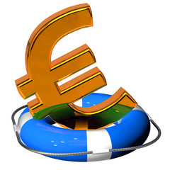 Hilfe für Griechenland €  Rettungring  Euro Gold pakt fiskalny - obrazy, fototapety, plakaty