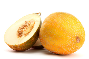 ripe sweet melons, isolated on white