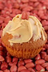 Delicious cake spread with peanut butter