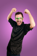 successful man with green eyeglasses