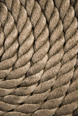Twisted rope. Equipment on board sailing ship