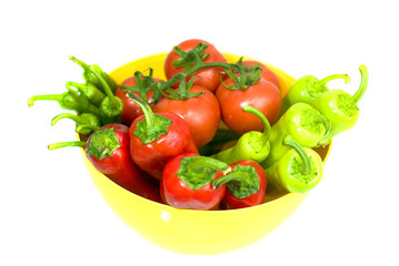 Fresh peppers and tomatoes