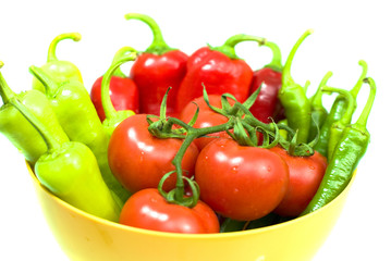 Fresh peppers and tomatoes