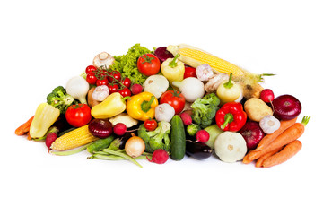 Group of fresh vegetables isolated on white