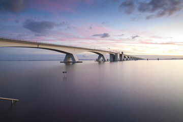 Zeeland bridge by sunset