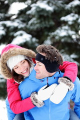 Happy winter couple fun