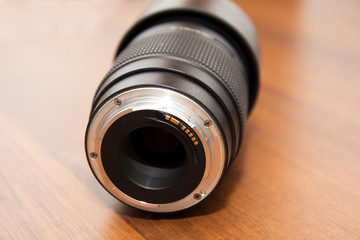 lens on a wooden background