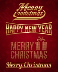 Decorative inscriptions - Merry Christmas & Happy New Year