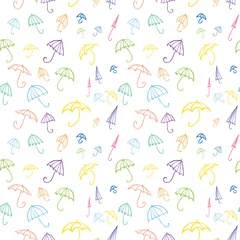 Glasschilderij Eenhoorns Naadloos patroon met kleurrijke paraplu& 39 s
