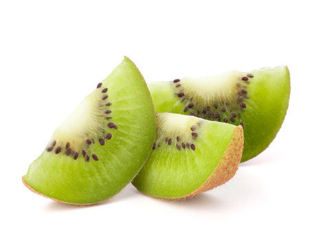 Three kiwi fruit sliced segments
